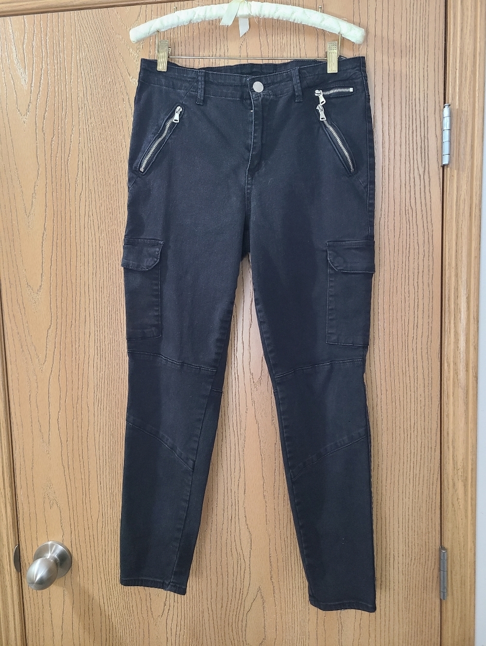 Blank NYC Black Reade Moto Bikercore Zipper Ankle Cargo Skinny Jeans - Picture 1 of 3